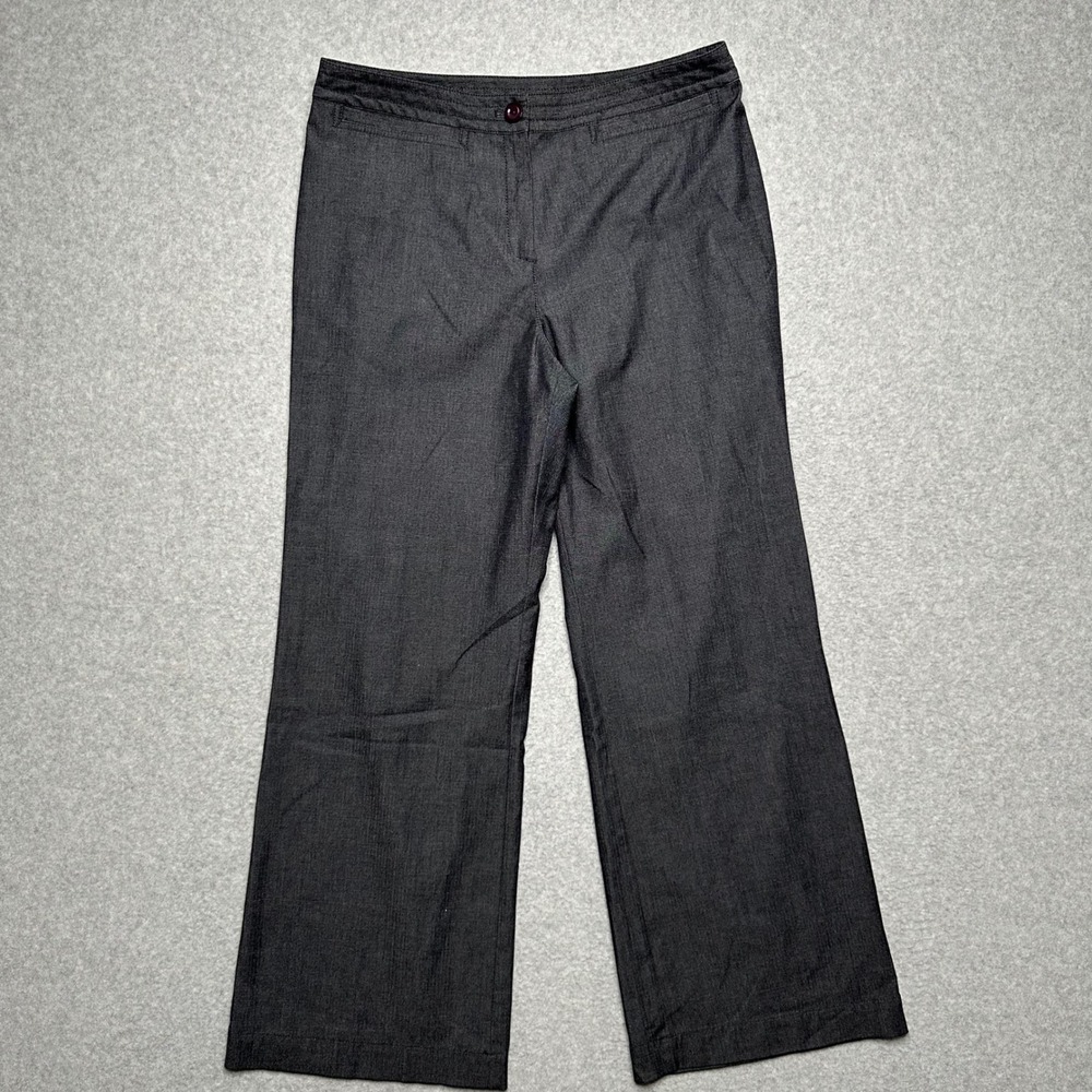 J. Jill Womens Grey Herringbone Wide Leg Stretch Trousers Career Pants Size 14
